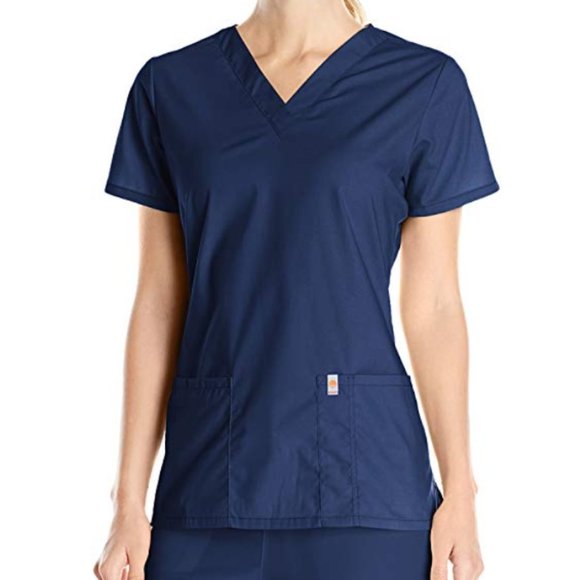 Code Happy Navy Blue Scrub Top - Picture 1 of 1